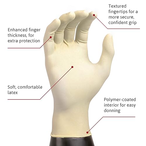 Miniatura 3 de Ansell Microflex Diamond Grip MF-300 - Guantes desechables de látex para industrias de automoción, maquinaria, grandes, transparente natural (caja