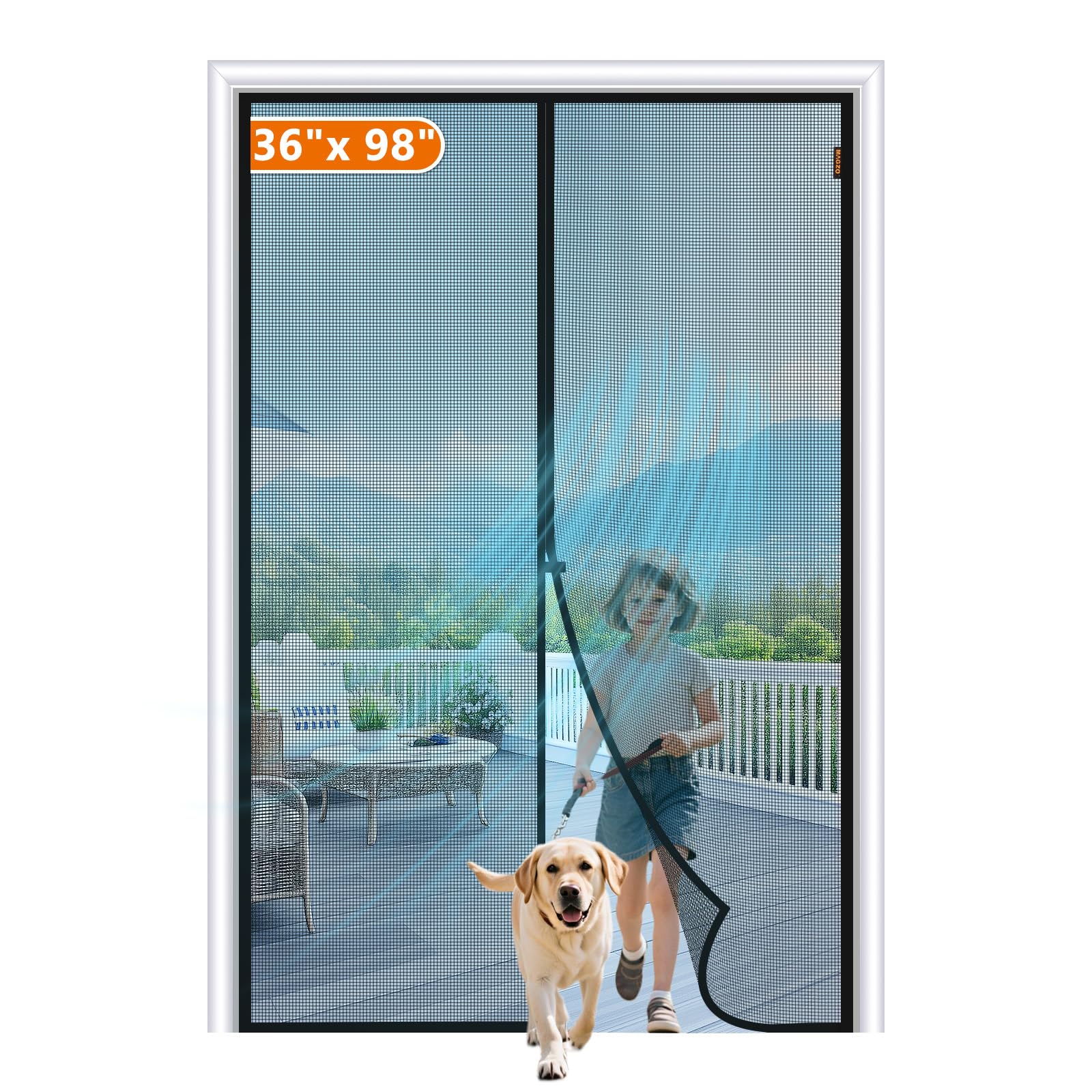 MAGZO Screen Door Magnet, 38 x 82, Durable Fiberglass Mesh with Full Frame Hook&Loop for Entry Doors, Max-Black — Amazon image 20