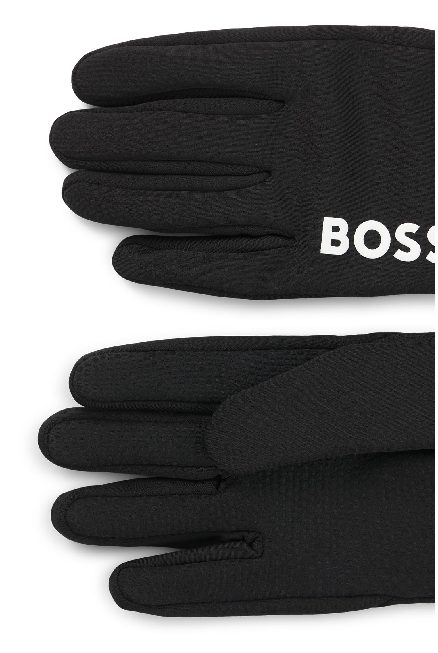 BOSS Hommes Running-Gloves-3 Gants de course adaptés aux écrans tactiles avec logos imprimés
