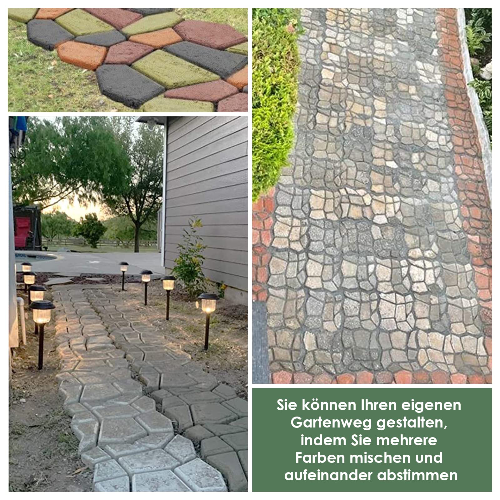 2 stampi per pavimentazione fai da te, in plastica, colore nero, per pavimentazione, per uso esterno, solidi e stabili, 43 x 43 x 4 cm