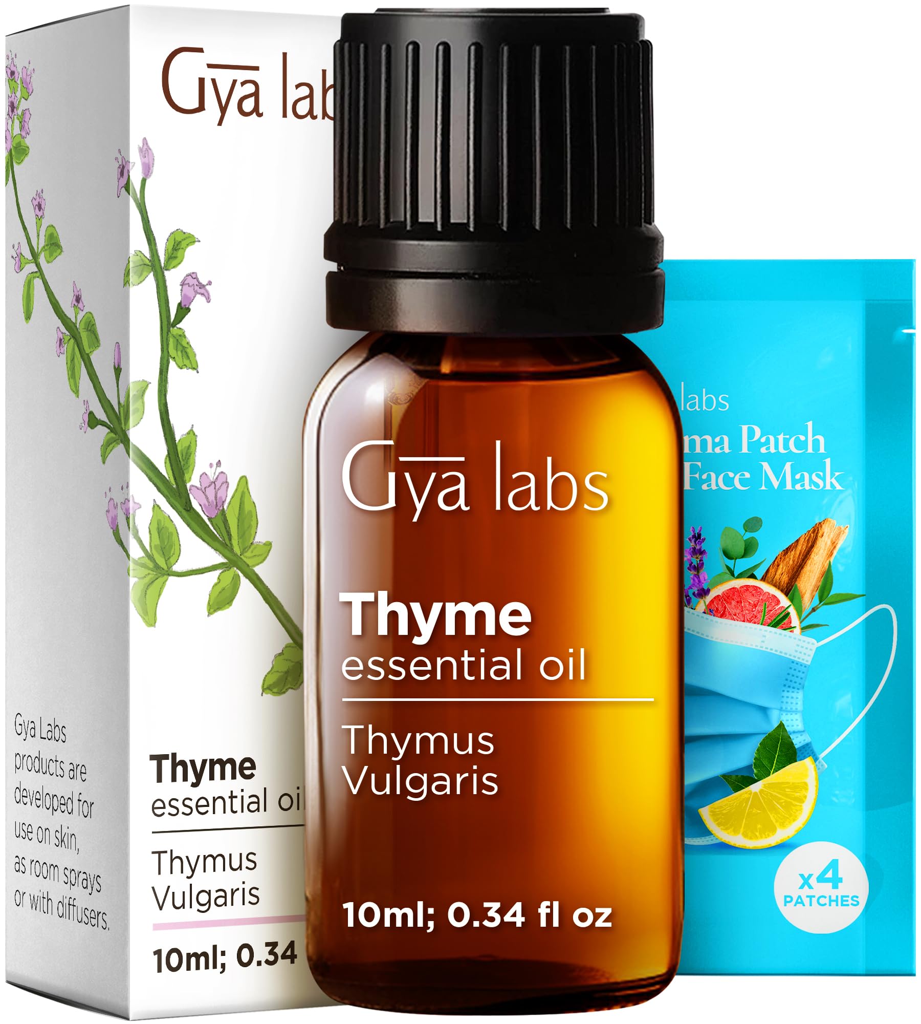 Gya Labs Thyme Essential Oil - Refreshing Thyme Oil for Easy Breathing & Active, Ache-Free Body (10ml) - 100% Pure Natural Therapeutic Grade Aromatherapy Essential Oils for Diffuser & Topical Use