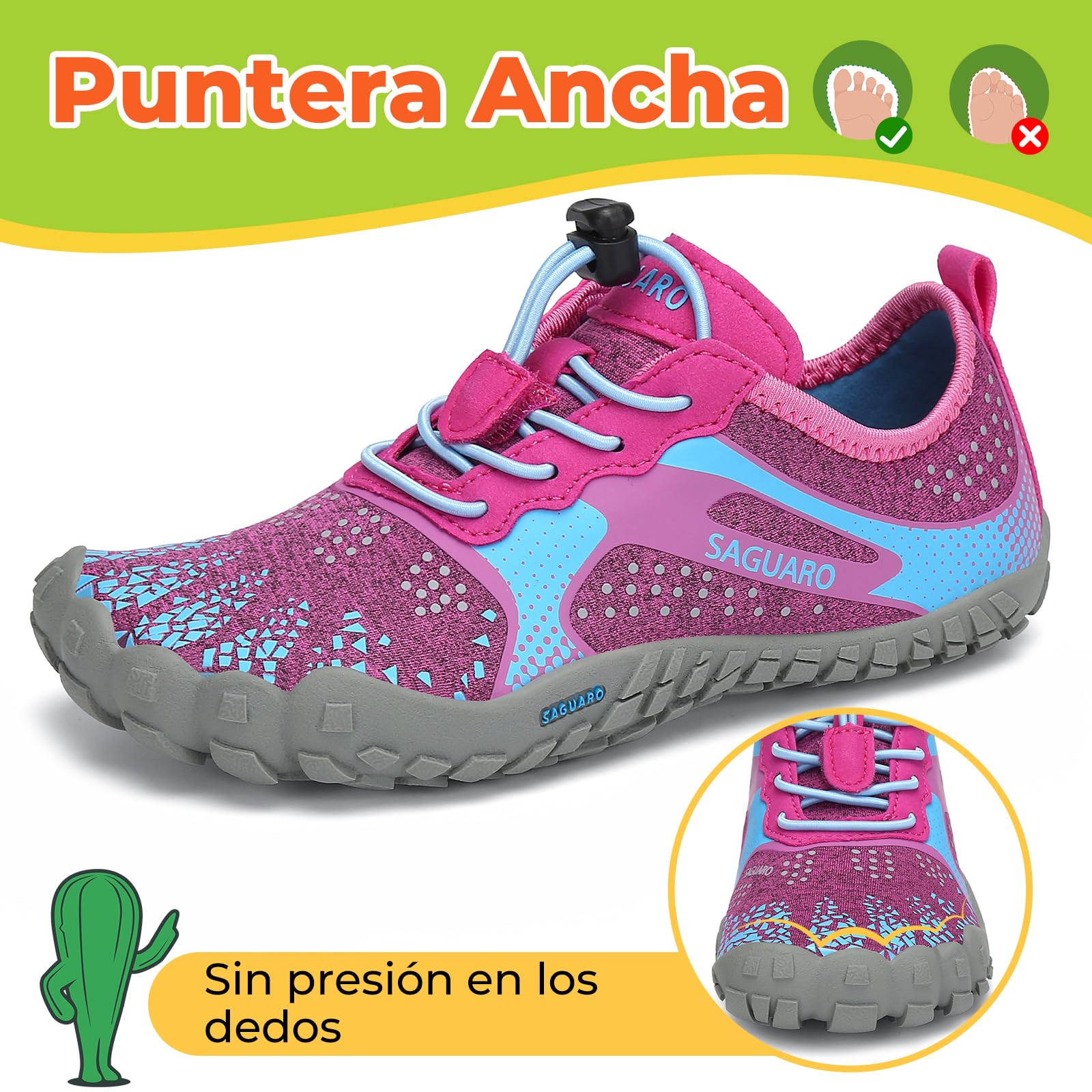 SAGUARO Barefoot Zapatillas Minimalista Comodas Zapatillas de Trail Running per Niños Niñas, Gr.24-36 — view 2