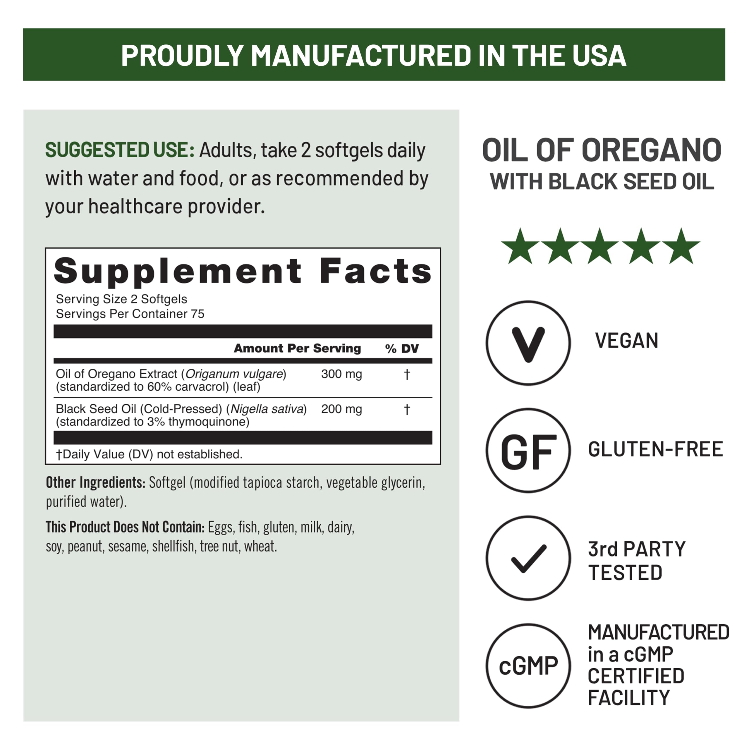 NatureWise Vegan Oil of Oregano with Black Seed Oil - 60% Carvacrol - High-Potency Thymoquinone - Immune & Seasonal Wellness Support - USA Manufactured - 150 Softgels[75-Day Supply] — Amazon image 5