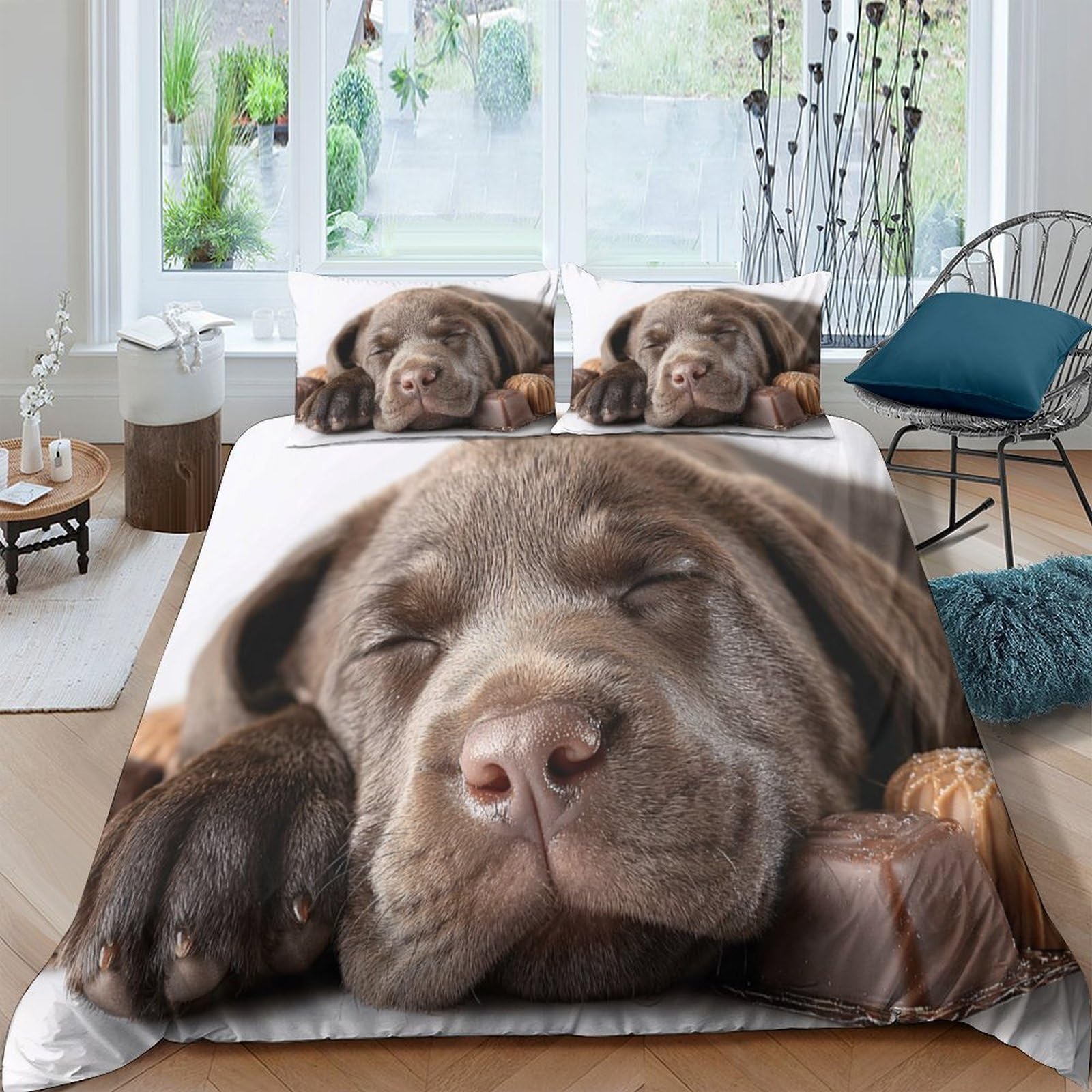 Ctjqhvkz Style-7 3D Printed Sleeping Labrador Fitted Sheet Microfiber Soft Breathable Puppy Pattern Mattress Cover For Bedroom Dorm Decor Single（135X200cm）