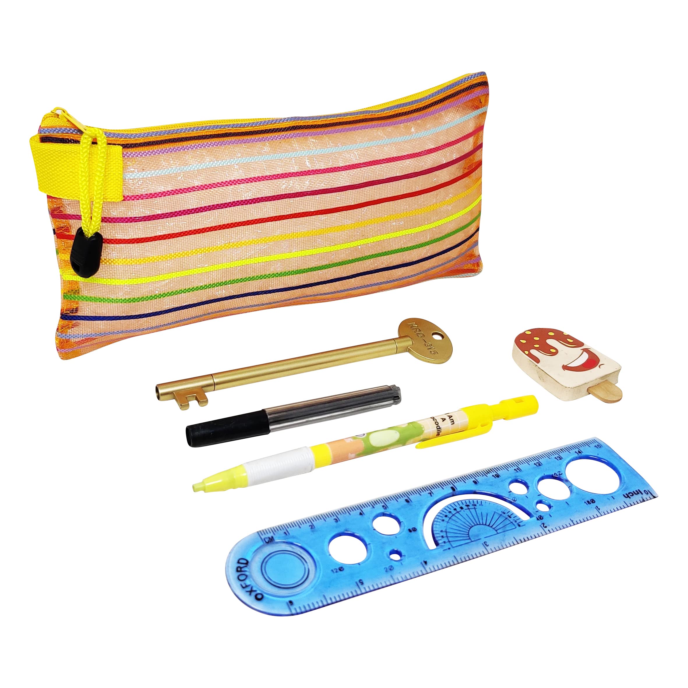 PARTEET Combo (Pack of 5 Items) 1 Pencil Pouch, 1 Key Shape Ball Pen, 1 Lead Pencil with Extra Leads, 1 Ice Cream Shape Eraser and 1 Scale for Kids (B09RB1ZTP6) Amazon Price History, Amazon Price Tracker