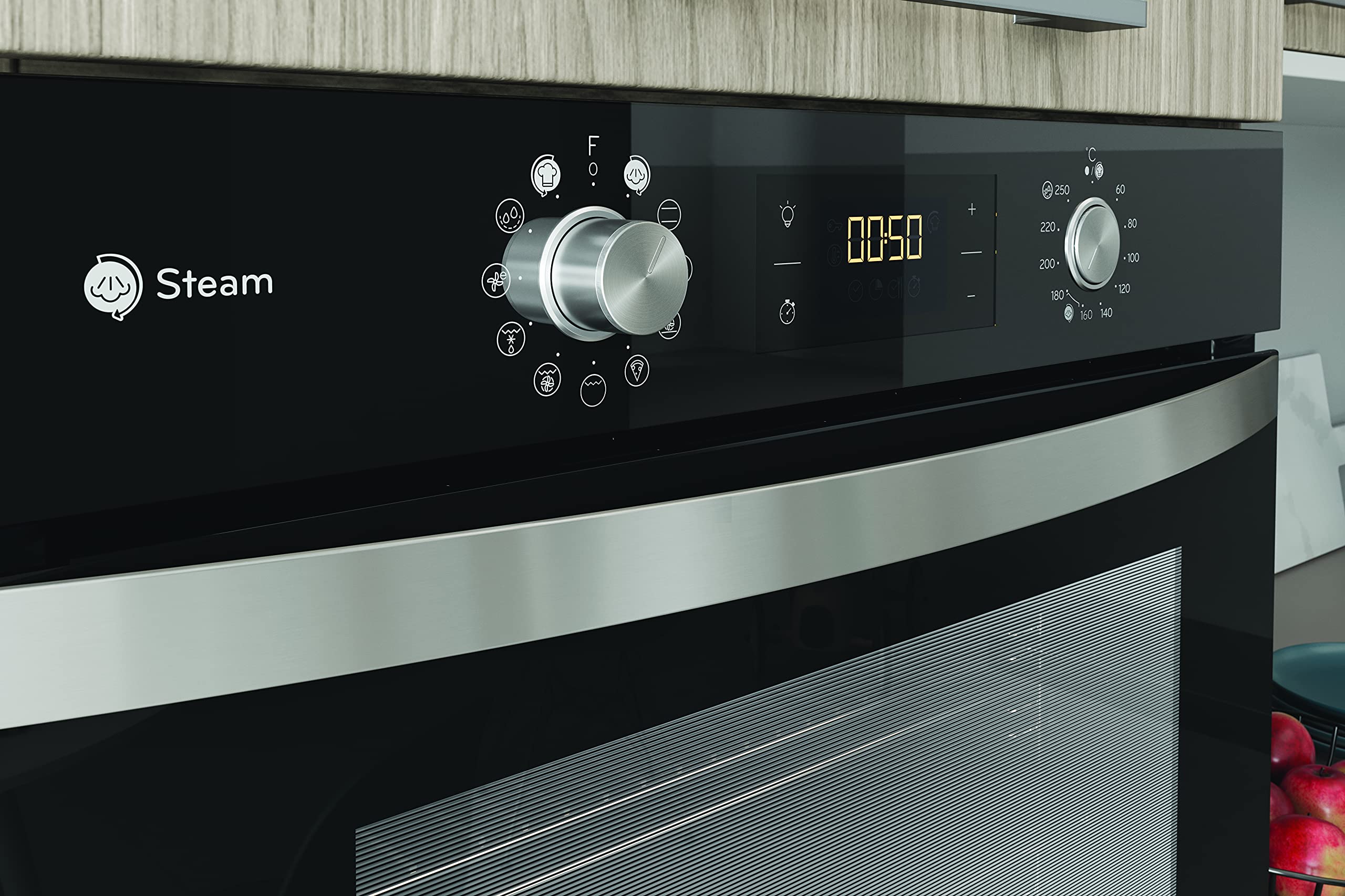 Privileg BAKO Turn&Go Steam 500 Einbau-Backofen 71 L Hydrolyse-Reinigung Heißluftbackofen 11 Funktionen Glaskeramik-Kochfeld