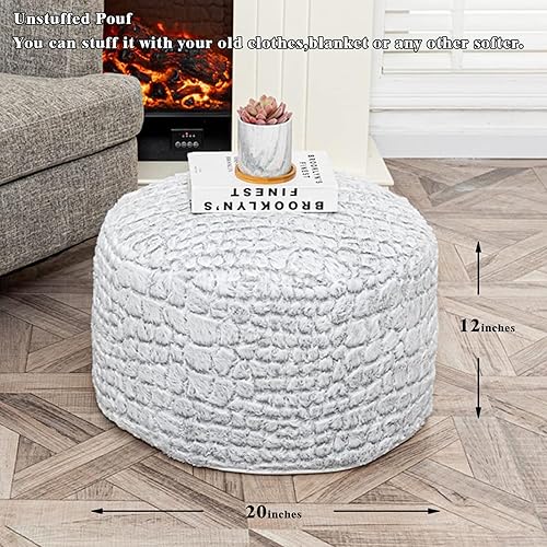 Miniatura 2 de Asuprui Puf Otomano Sin Relleno Asiento Puf de Suelo Puf Otomano Reposapiés Taburete Suave para Pies 20 x 20 x 12 pulgadas Silla Mullida Silla de