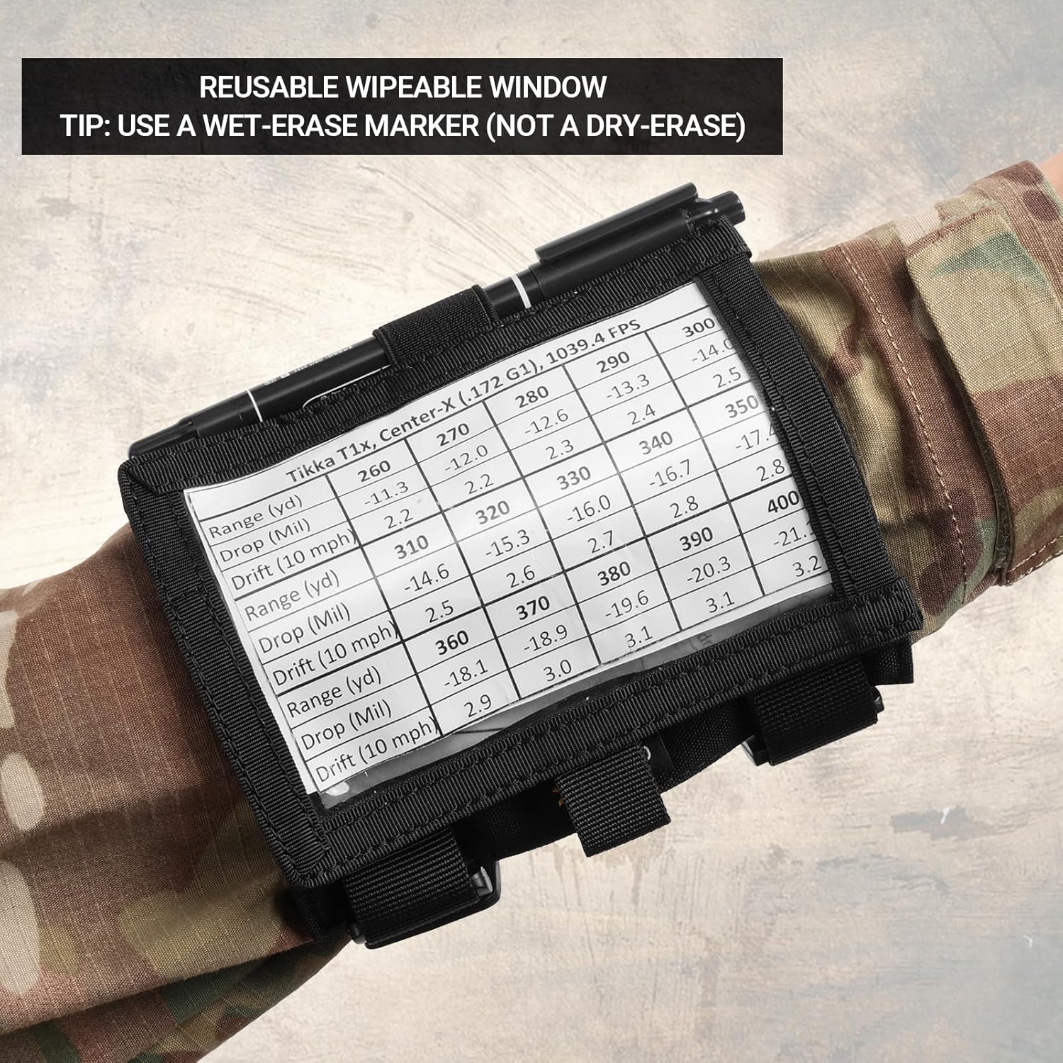 VOTAGOO Tactical Armband Sleeve Storage Kit QB Wrist Map Holder Arm Pouch DOPE Card Holder for Shooting Rescue Surveillance and Field Measurements