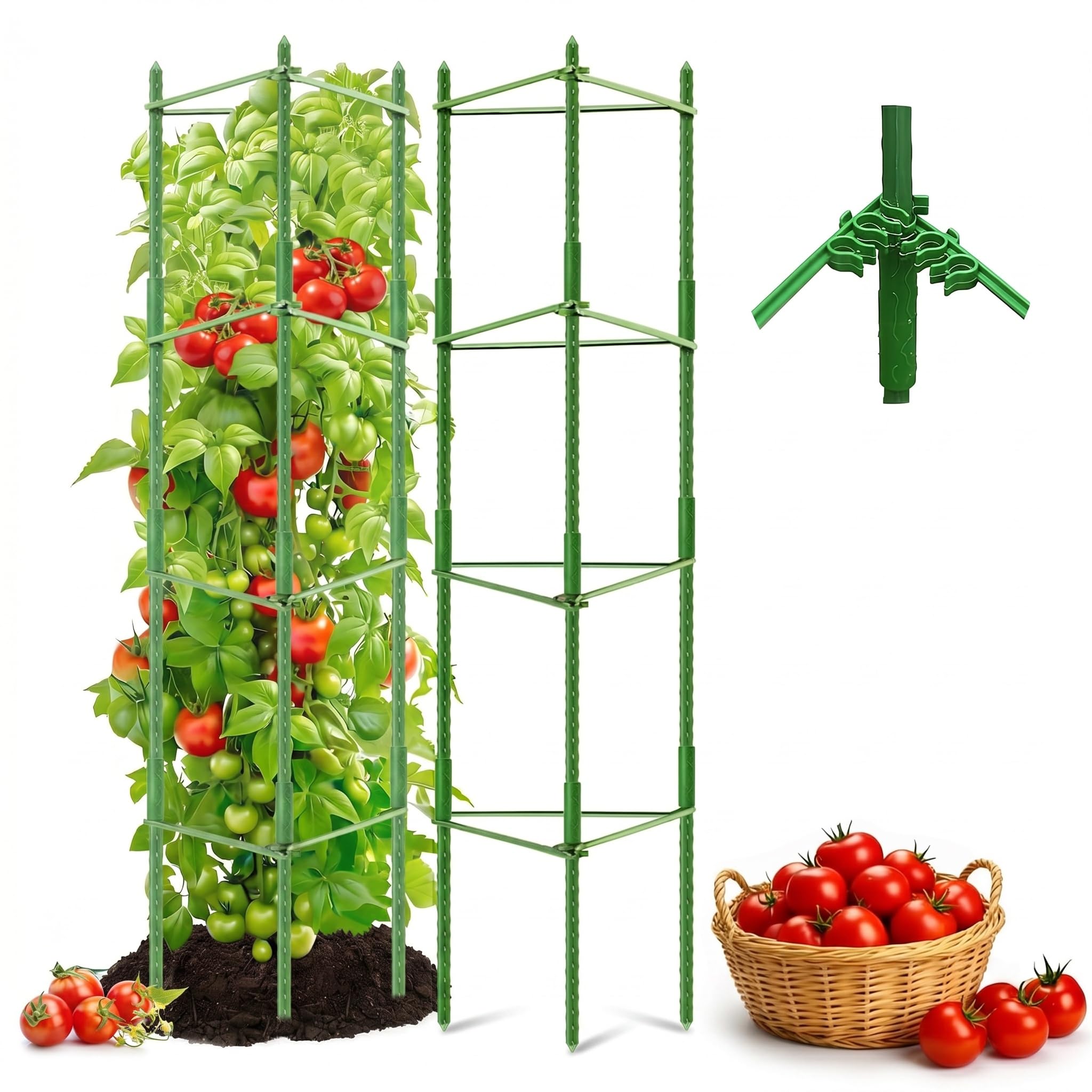Amazon.com : Elfzone Tomato Cages - 4 Floor Up to 63lN Adiustable