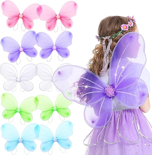 Jeowoqao Disfraz de alas de hada para niñas, alas de mariposa para niños, fiesta de cumpleaños y disfraz de Halloween para niñas pequeñas