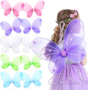 Jeowoqao Girls Fairy Wings Costume - Butterfly Wings for Kids, Little Girls Birthday Party and Halloween Dress Up
