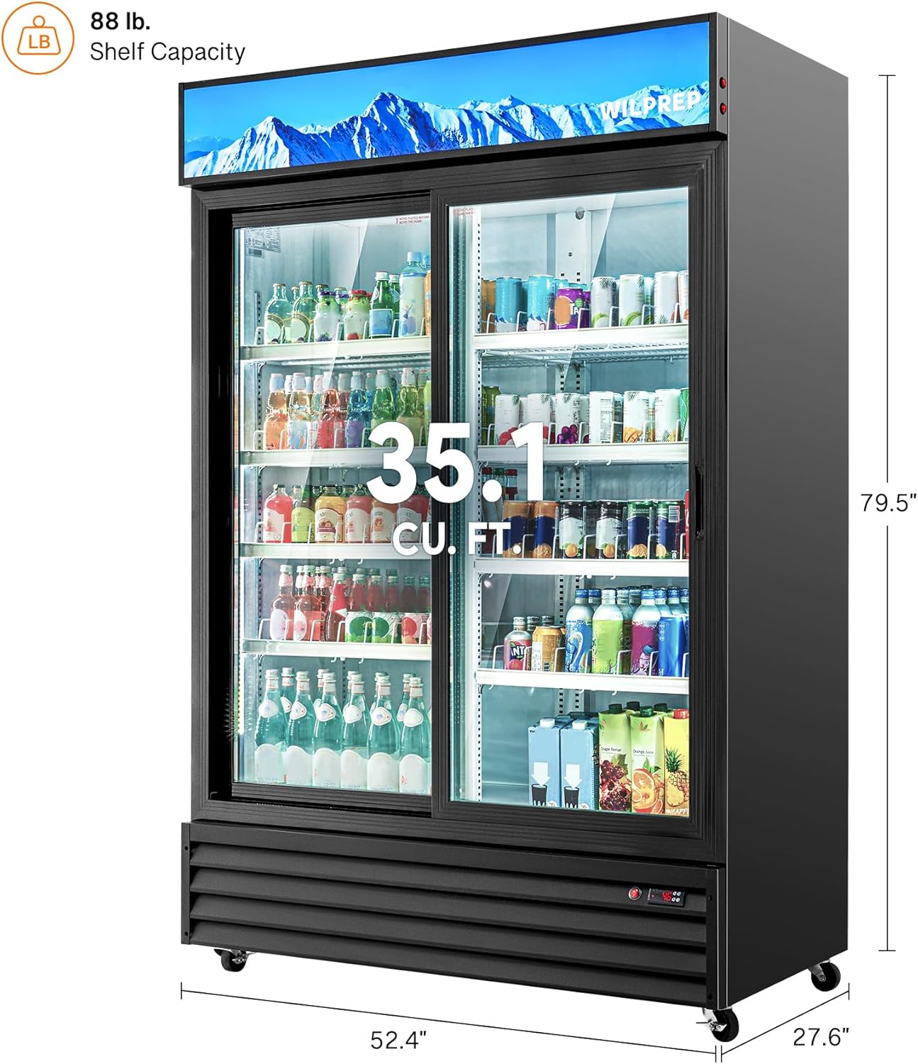 Wilprep Commercial Refrigerator with dimensions