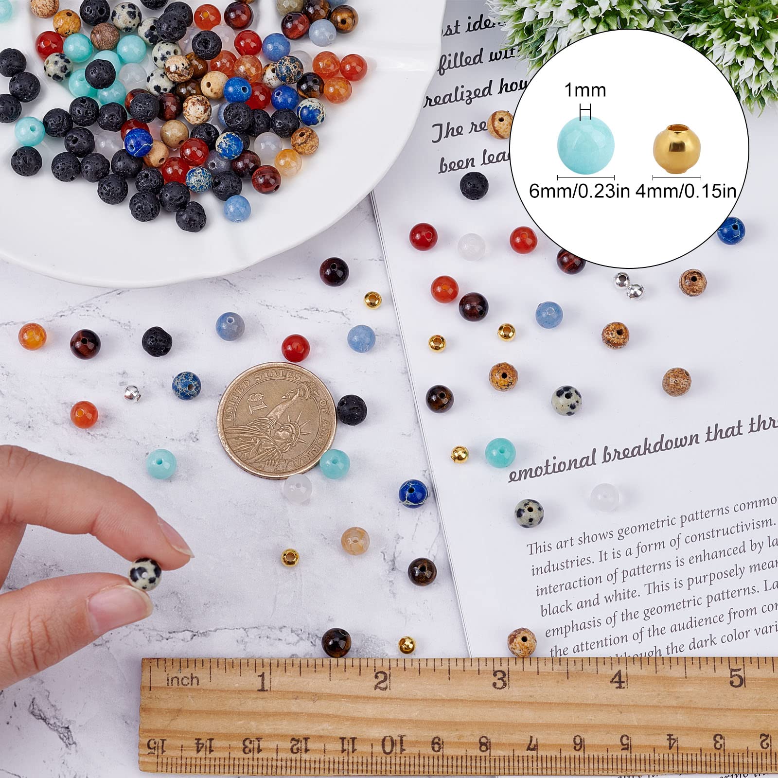 SUNNYCLUE 1 Scatola 300 Pezzi + 6 mm Pianeta Braccialetto Perline Kit Sistema Solare Braccialetti di Pietre Preziose Perline Distanziatore Allentato con Filo di Cristallo Elastico