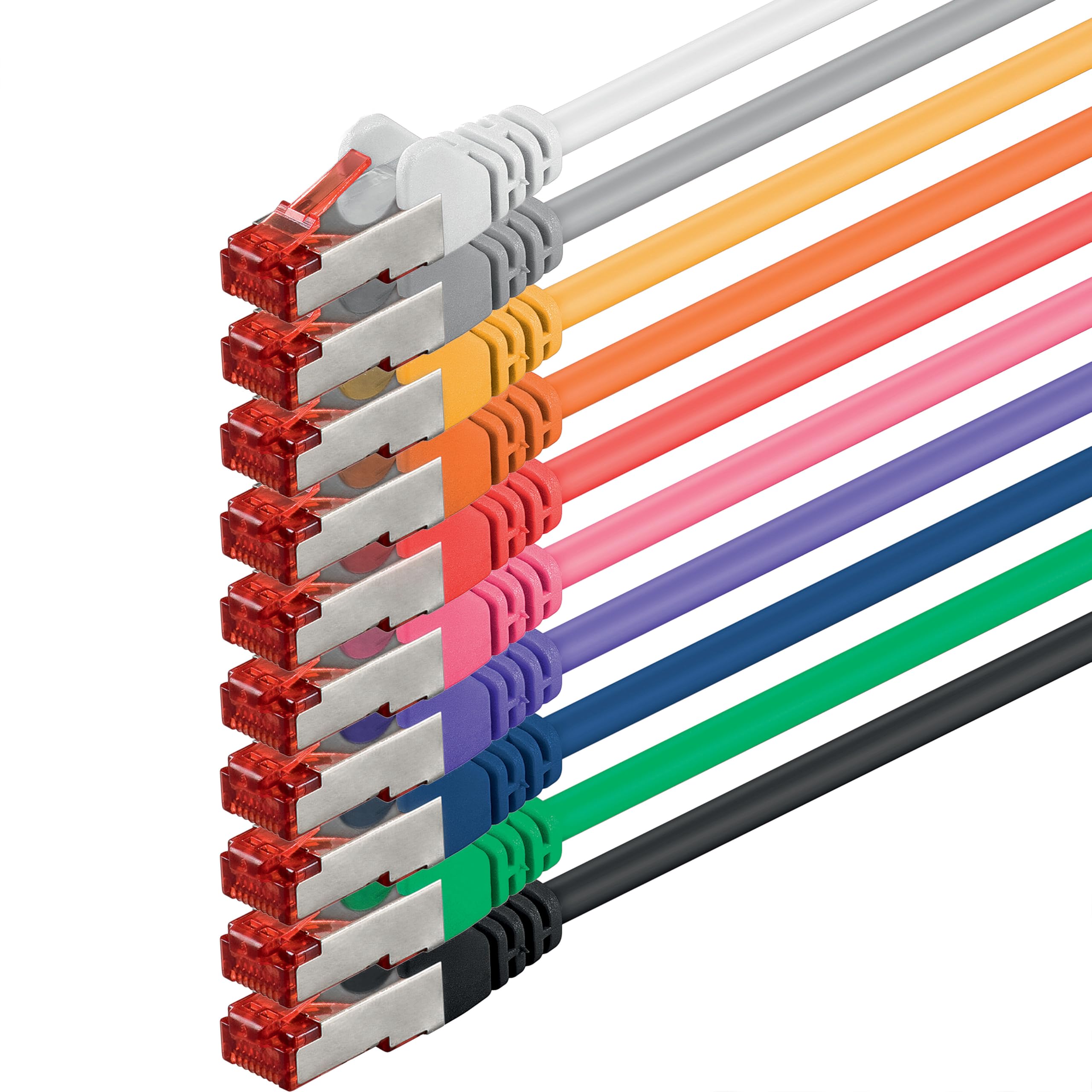 10x 2m Cat6 Cat.6 Ethernet-Kabel Cat 6 Netzwerk-Kabel Patch-Kabel RJ45 SFTP - 10 Farben