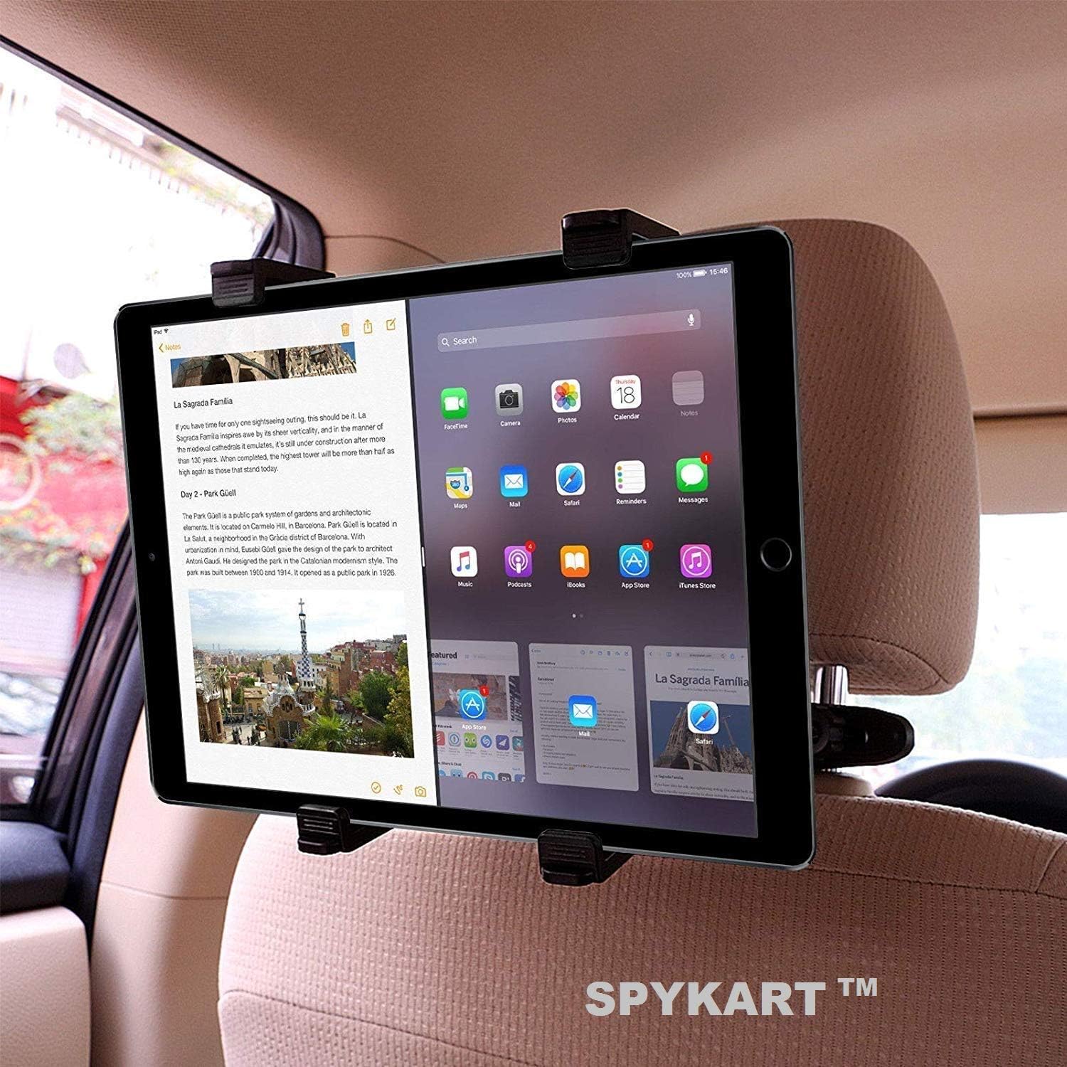 SPYKART Tablet Holder 360°Degree Adjustable Rotating Universal Backseat Mount for iPad 2/3/4/Mini/Air/Pro,Samsung Galaxy Tab,Microsoft Surface,and Other 7 to 11 Tablets PC