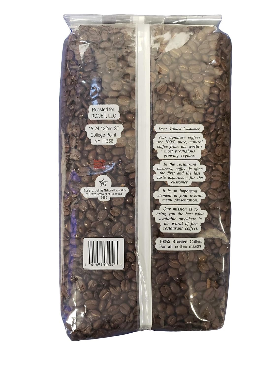 Chef's Quality Colombian Whole bean coffee, 2.5 Pound Bag