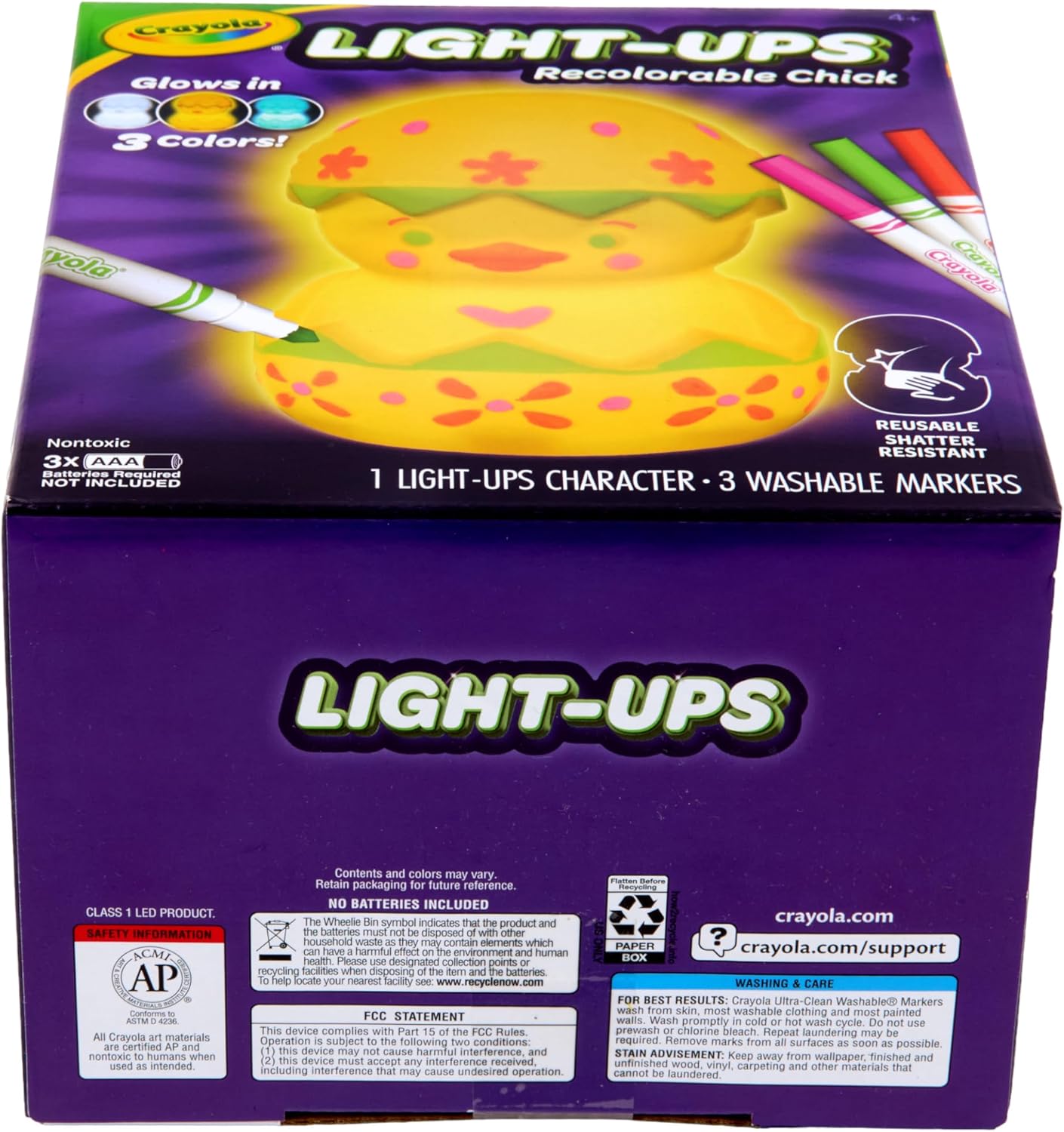 Crayola Light-Ups - Chick, Recolorable Light Up Chicken, Easter Craft Decoration, Easter Egg Toy for Kids, Basket Stuffer for Kids, Ages 4+