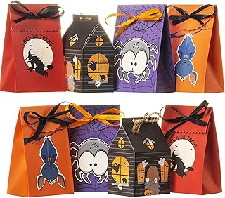 Halloween Treat Boxes 12 Pack Trick Or Treat Bags, Goody Bags for Kids, Perfect for Candy, Treat and Snacks, Paper Gift Boxes for Halloween, Ideal For Trick Or Treating