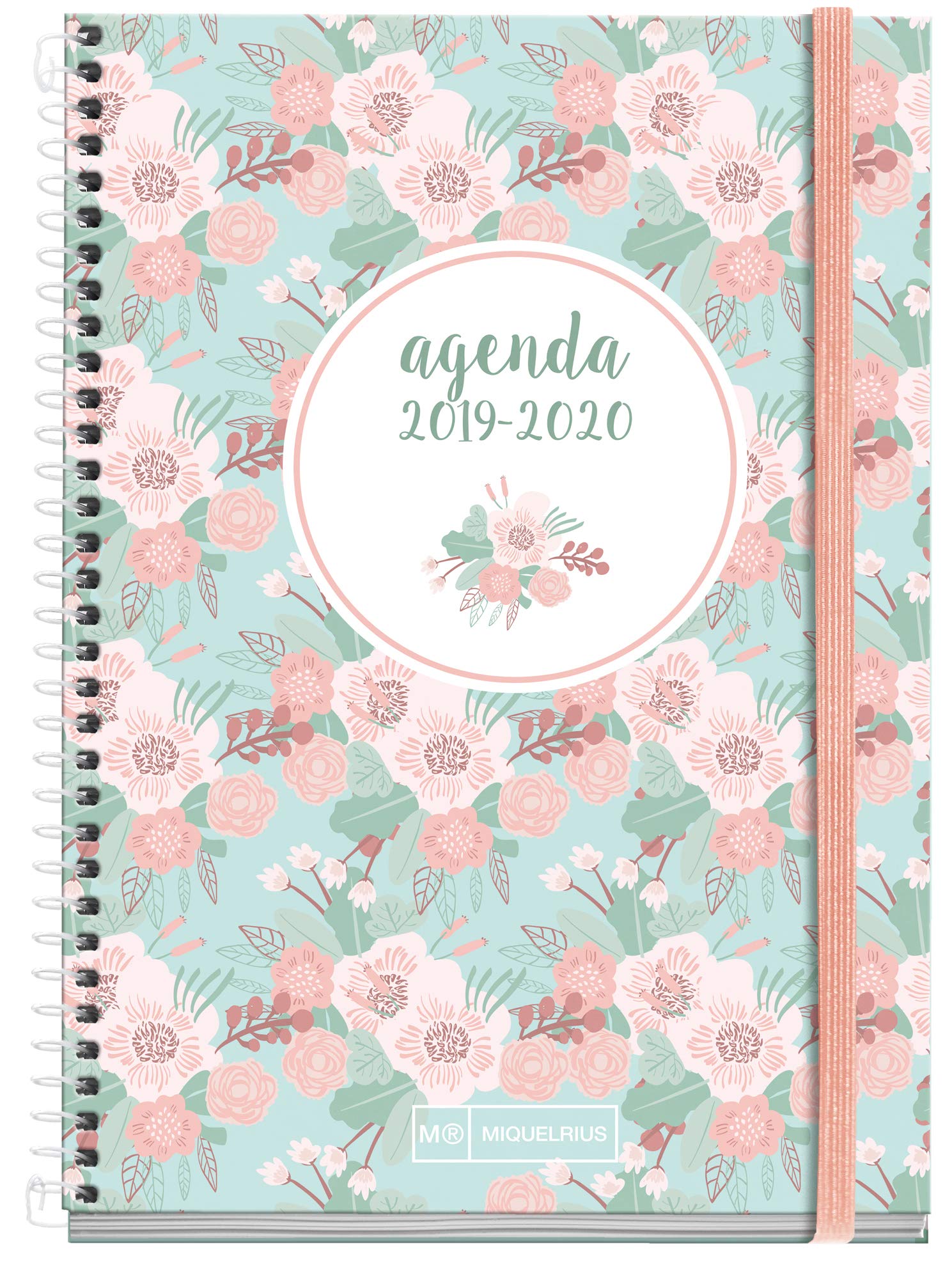 Miquelrius School Diary with Spiral 19/20 Day Page Floral Catalan 117 x 182 mm