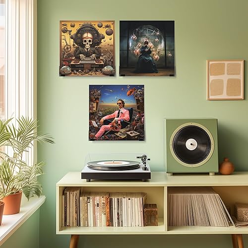 Miniatura 5 de LANXGNAN Estante de pared de vinilo negro, soporte de exhibición de discos de vinilo acrílico para mostrar tu lectura diaria de LP en la oficina y