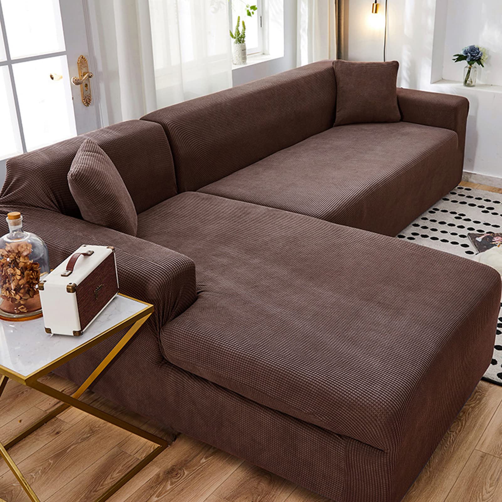 Housse de protection de canapé Slish extensible antidérapante universelle en fourrure salon