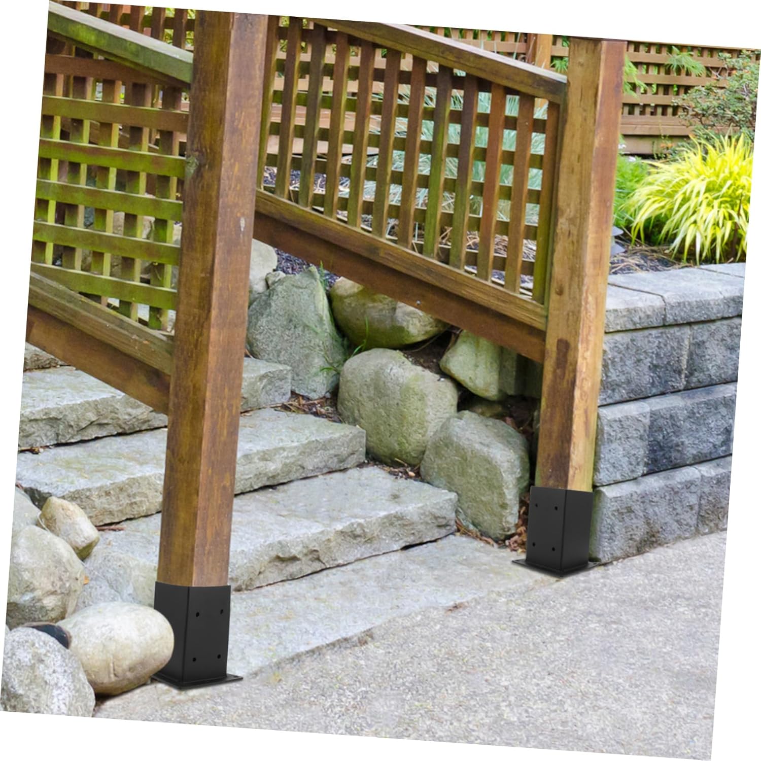 Metal Fence Post Bracket Base for Secure Support Durable Metal Construction for Gazebo and Mailbox Applications Outdoor Indoor Use