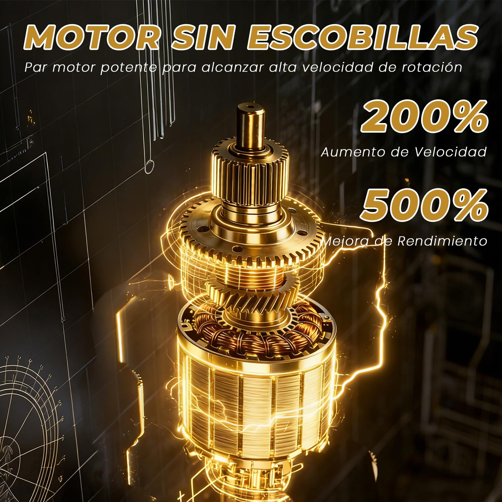 HOVIN Aspirador de Mano, 24.000Pa Aspirador Recargable,Aspirador sin Cable para Coche Aspiradoras de Mano con Motor sin Escobillas de,para Uso en la El vehículo,el hogar,la Cocina (Negro y Dorado)