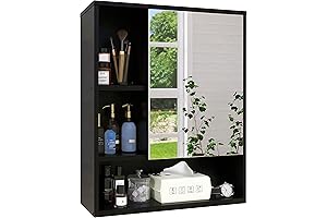 SMIBUY Space-Saving Over-the-Toilet Bathroom Mirror Storage Cabinet