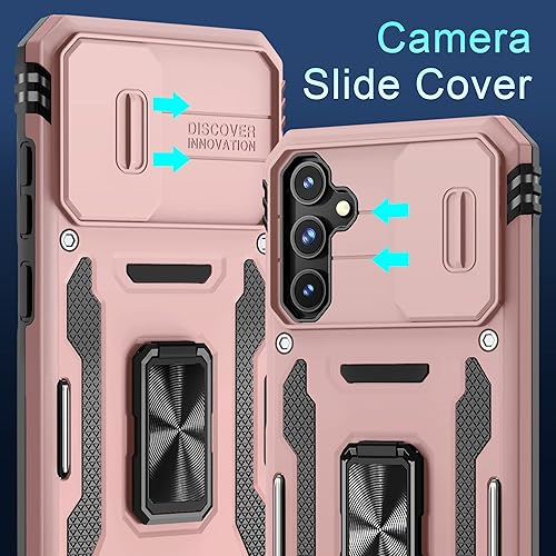 Miniatura 3 de DEERLAMN Funda para Samsung Galaxy A54 5G con cubierta deslizante para cámara + protector de pantalla (1 unidad), anillo giratorio con soporte de