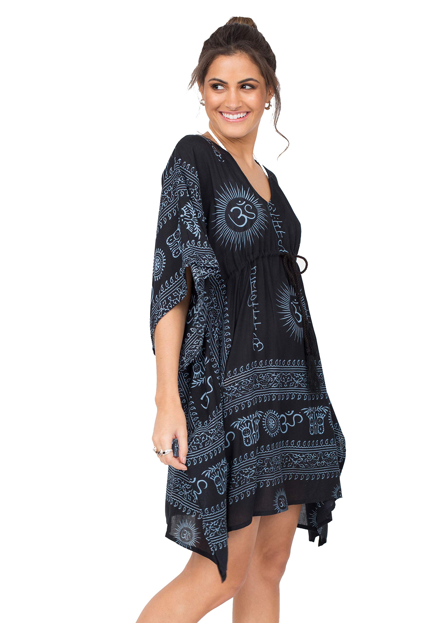 likemary Beach Coverups for Women UK – Kaftan Swimsuit Cover Ups – Lightweight Holiday Caftan Layers for Pool, Festivals & Everyday - Black Caftan