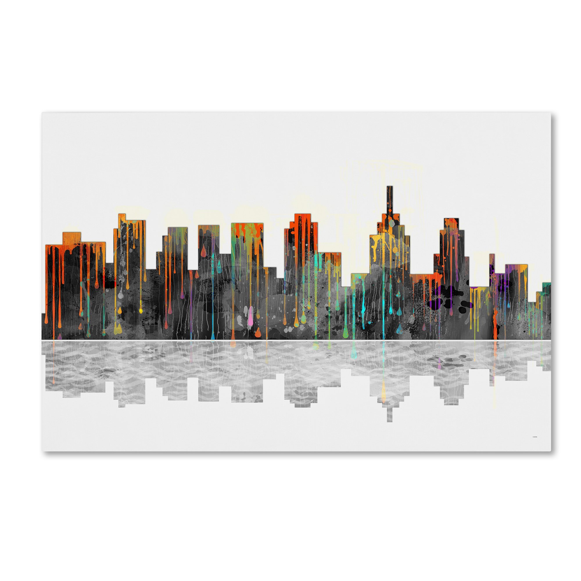 Philadelphia Pennsylvania Skyline Wall Decor by Marlene Watson, 22 by 32" Canvas Wall Art