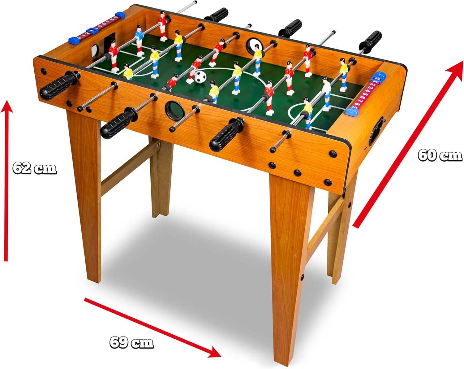 Teorema Wooden Table Football, Table Football with 2 Balls and Scoreboards, Height 62 cm