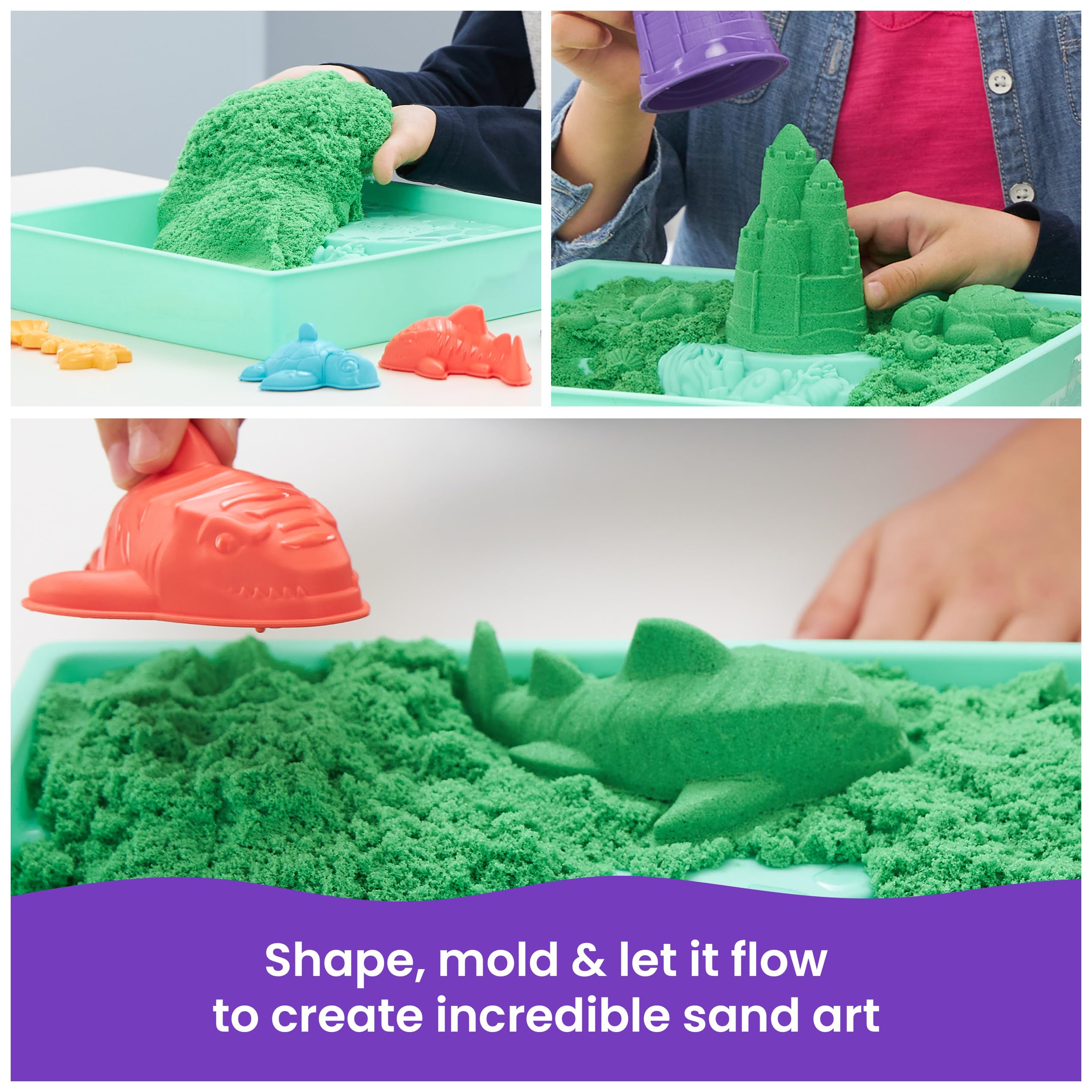 Kinetic Sand - Zestaw piaskownica. Zielony piasek do zabawy