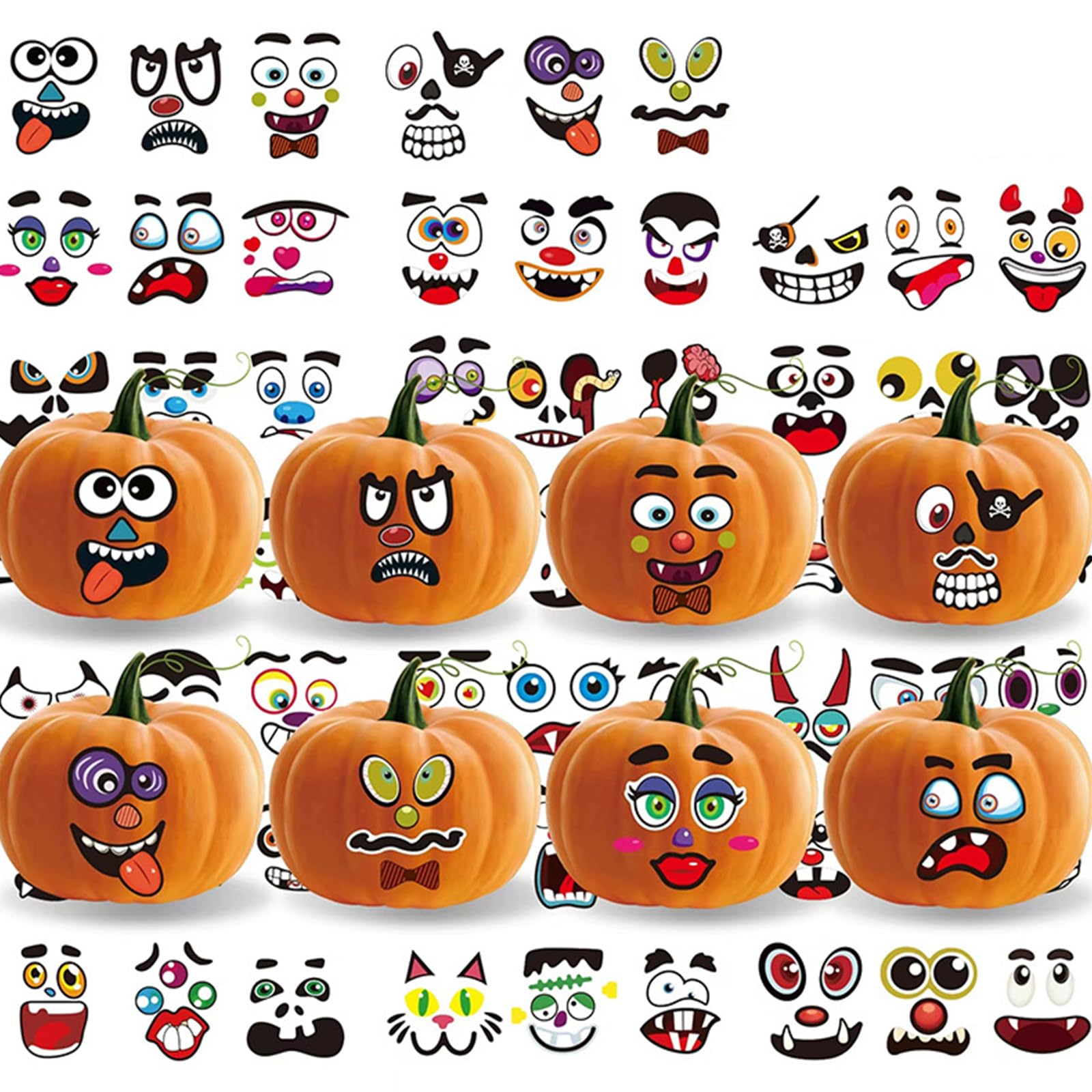 TRIXES 32-teiliges Kürbis-Bastelset – Mit Schaumstoff-Kürbissen & Aufklebern, Für Halloween-Party, Kinder