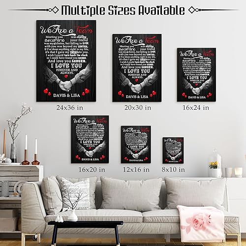 Miniatura 24 de Hetano Lienzo personalizado para pared, diseño único para el día de San Valentín, aniversario, boda, regalo de cumpleaños para parejas, marido