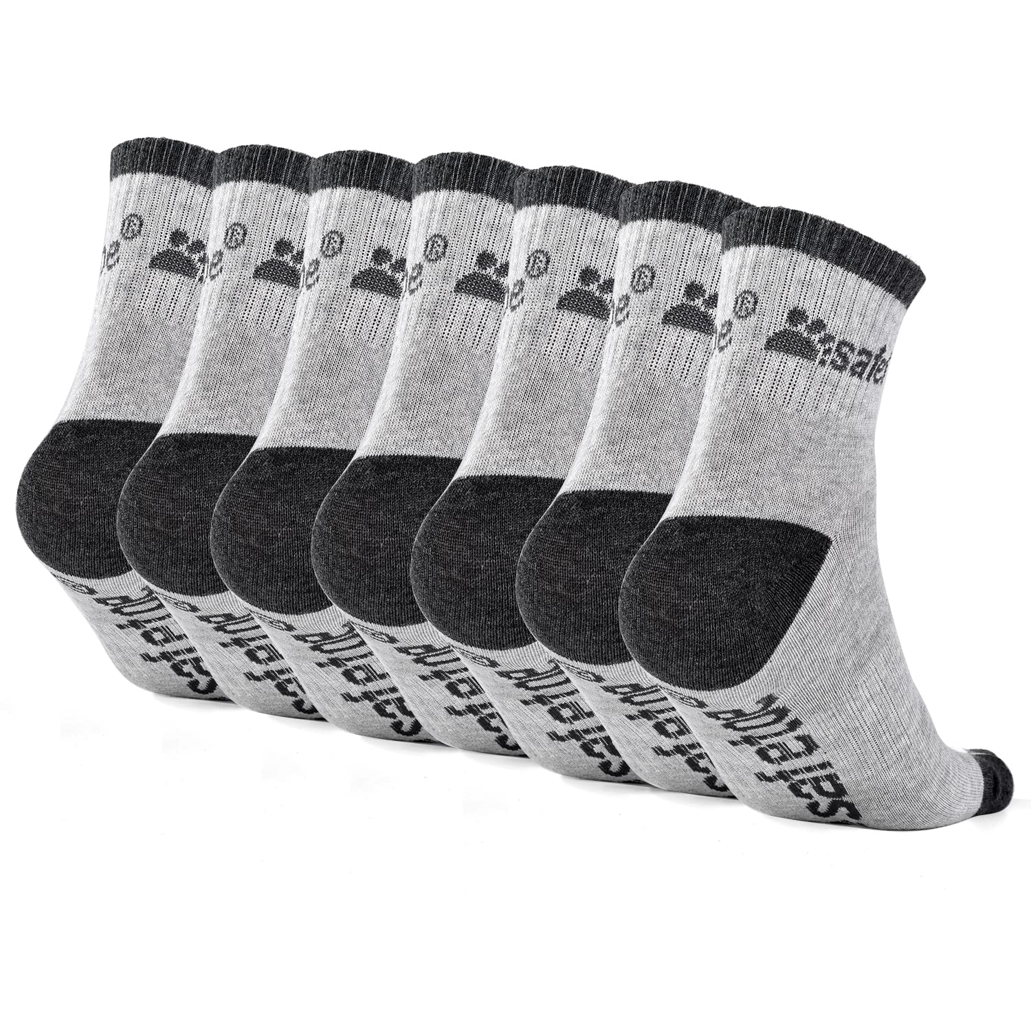 Chaussettes en coton naturel safetoe 7 paires de chaussettes d'entraînement antibactériennes polyvalentes pour hommes et femmes, chaussettes de cheville respirables pour le travail et les loisirs,Gris