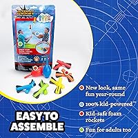 Vista 5 de Stomp Rocket The Original Squeeze Rocket, 10 cohetes, lanzacohetes de espuma suave, regalo STEM para niños y niñas, a partir de 4 años, divertidos