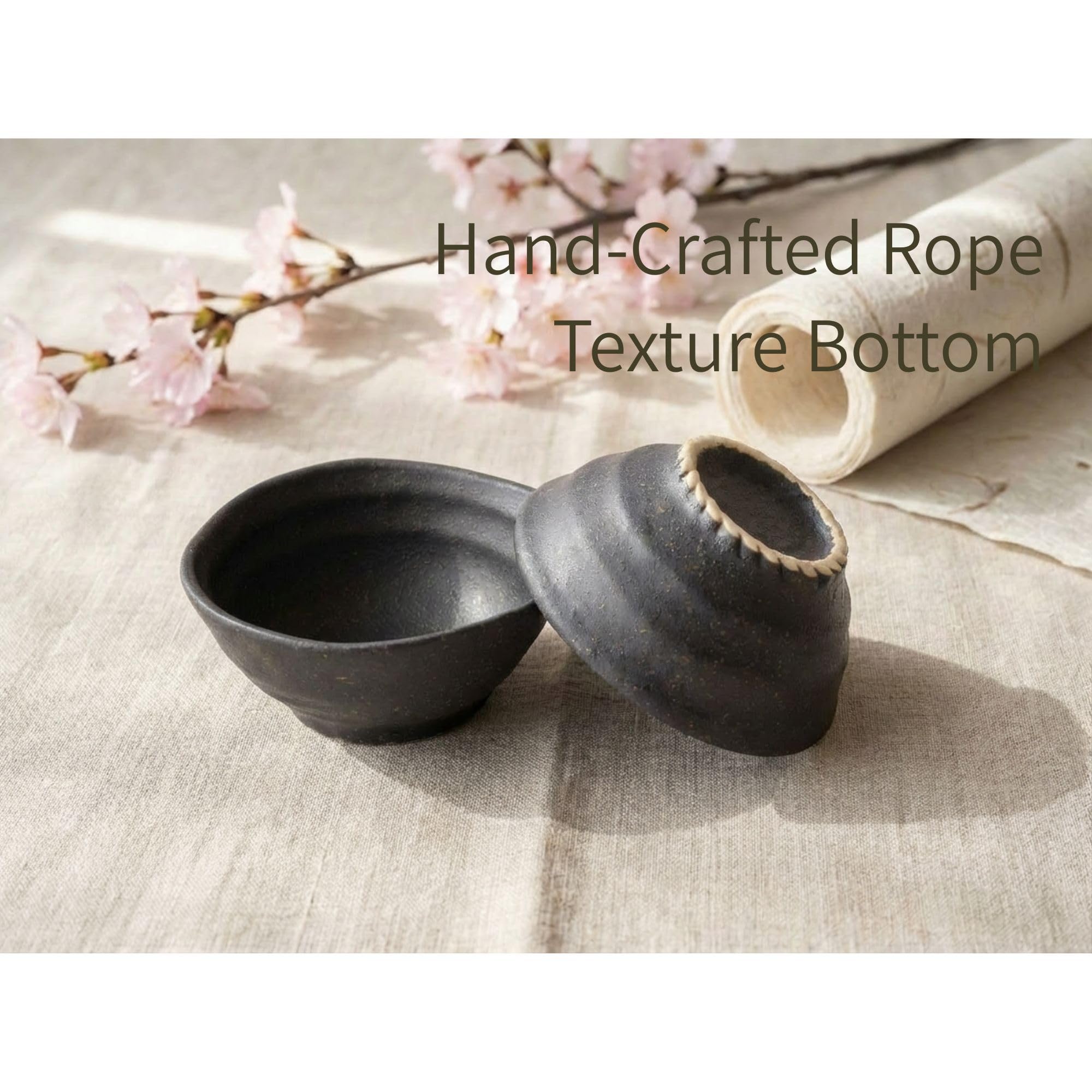 Mino Ware Lot de 4 tasses à saké Jomon Choko, Oribe, Karatsu, Shino, Kuro, verre japonais en céramique, 8,9 cm, Ochoko, 1 oz