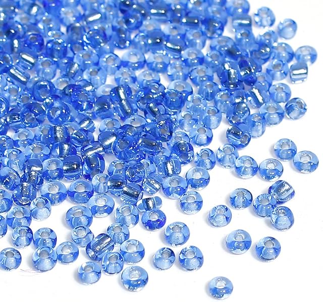 50g Blue Silver Lined Seed Beads Glass 2mm Size 11/0 J04190XA