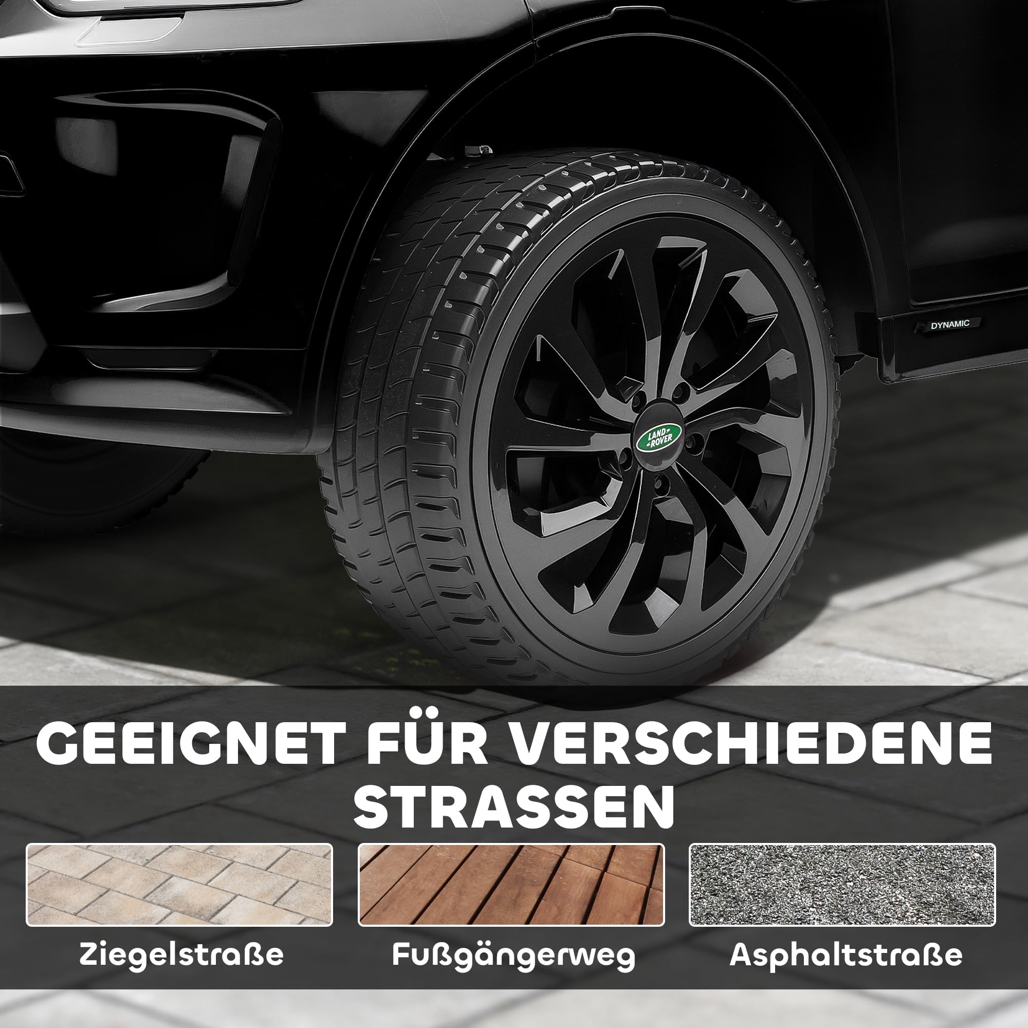 AIYAPLAY Land Rover Discovery Sport Kinderauto 12V für Kinder 3-6 Schwarz | Kinder Elektroauto, 2,4G Fernbedienung, Musik, Hupe, Elektrofahrzeug mit LED-Lichtern, USB/MP3-Anschluss, 3-5 km/h