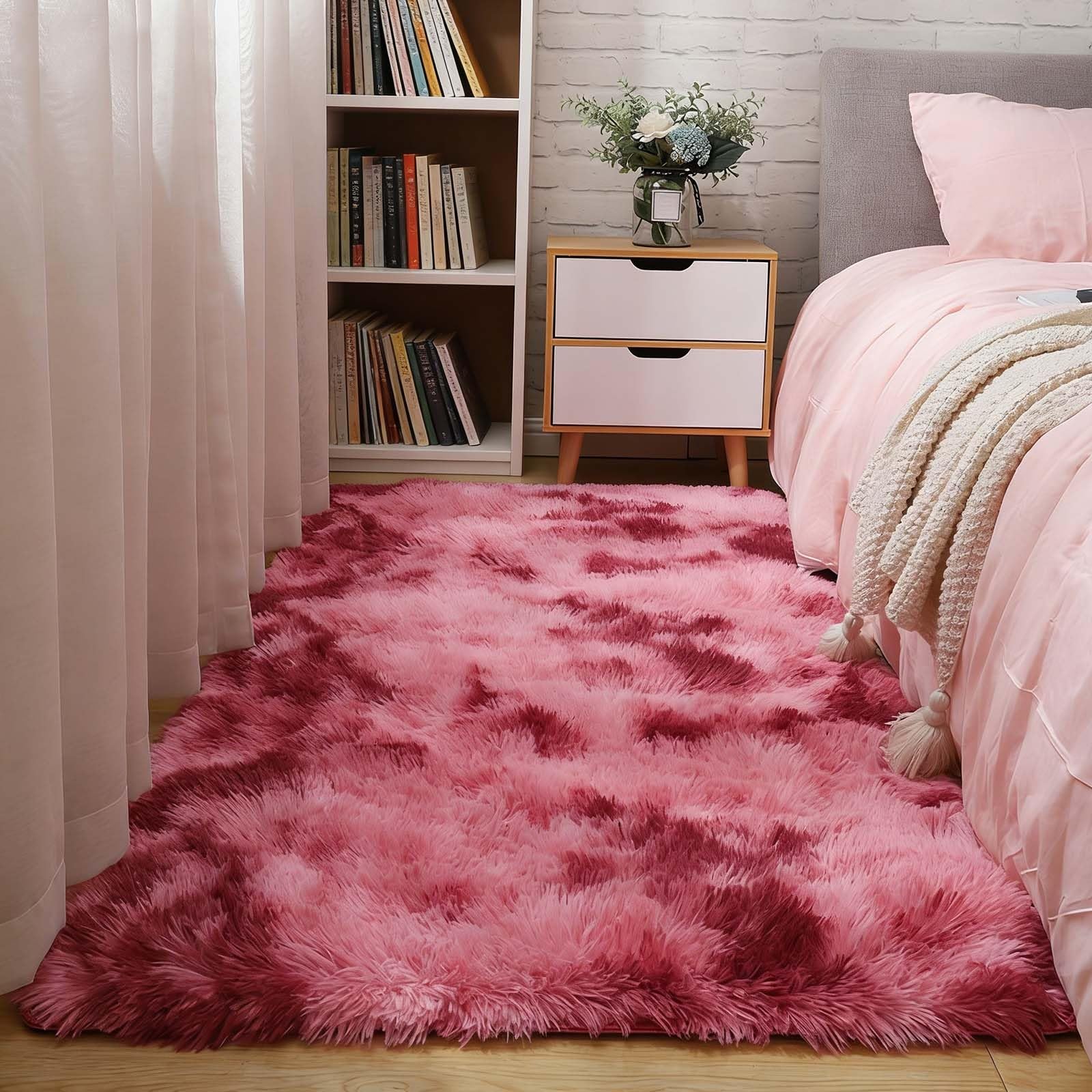 Tapis facile à entretenir antidérapant et moelleux 115 x 155 rouge