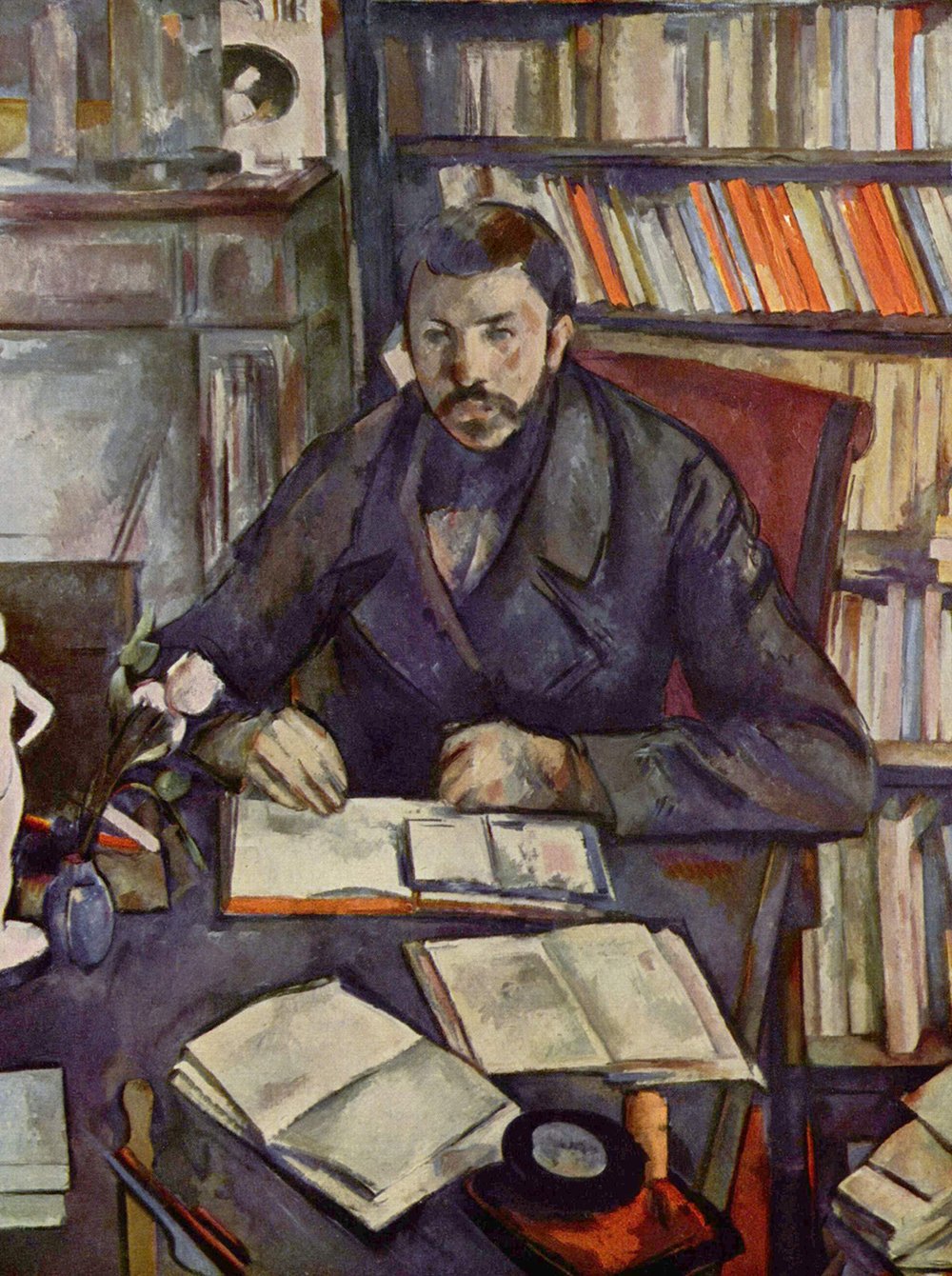 Cuadro In The Library de Paul Cézanne mediano enmarcado marrón mate
