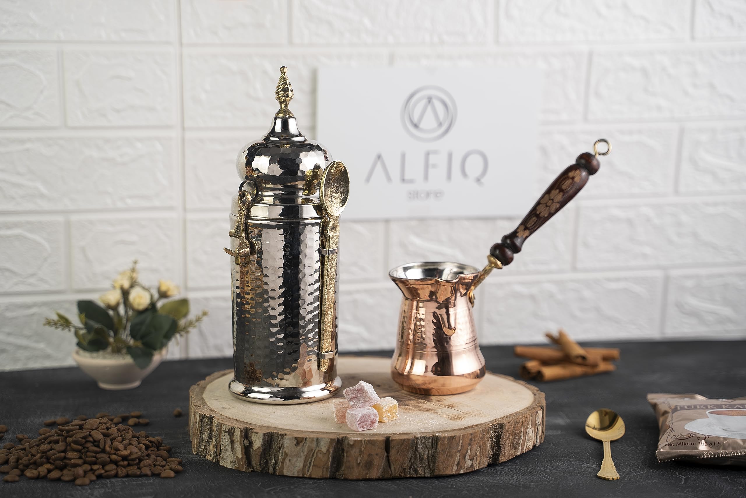 Copper Coffee Pot Container Airtight Set of 2| Solid Copper Handmade Complete Coffee Making Set (Only Canister)