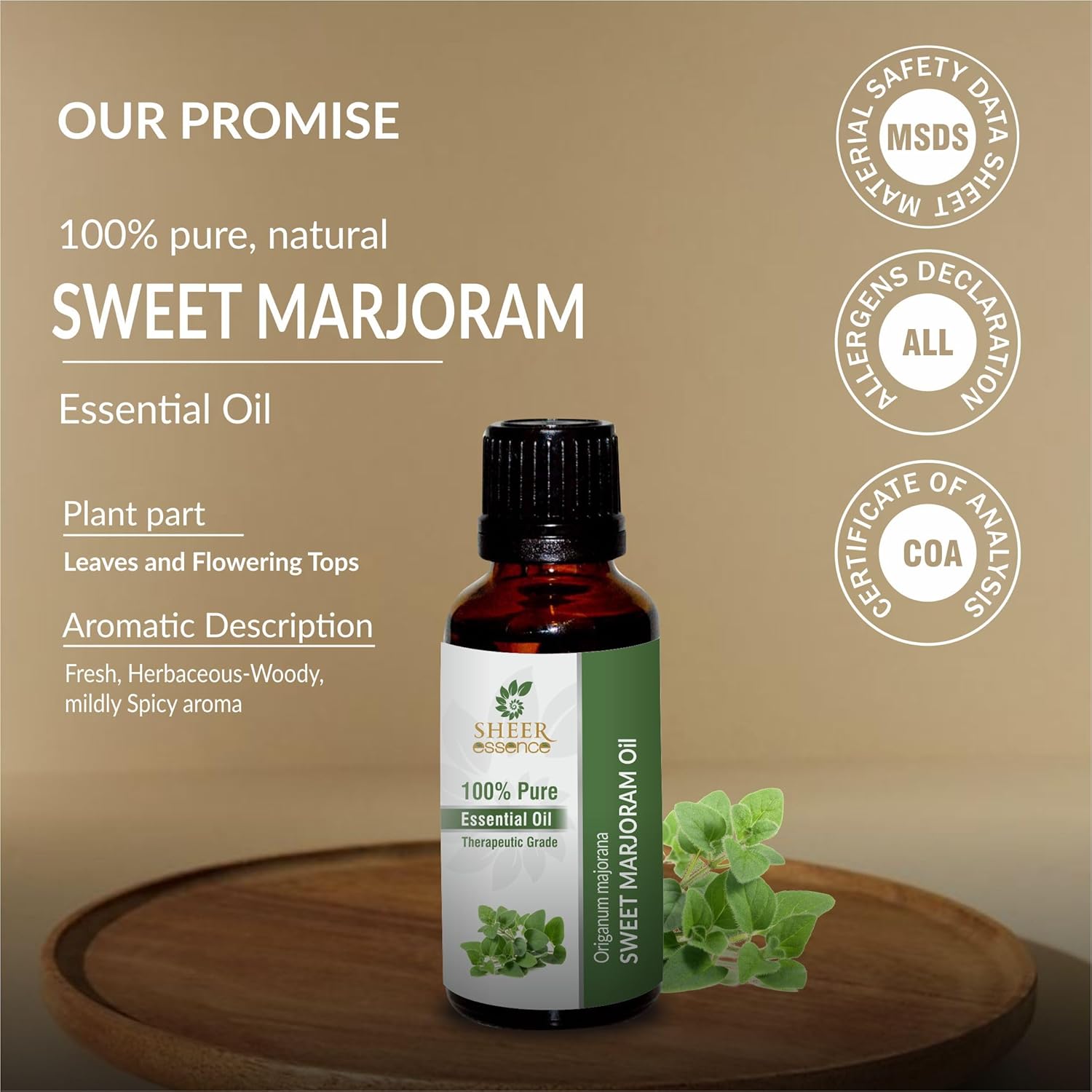 Sweet Marjoram Oil (Origanum Majorana) Essential Oil 100% Pure Natural Undiluted Uncut Therapeutic Grade Oil 33.81 Fl.OZ