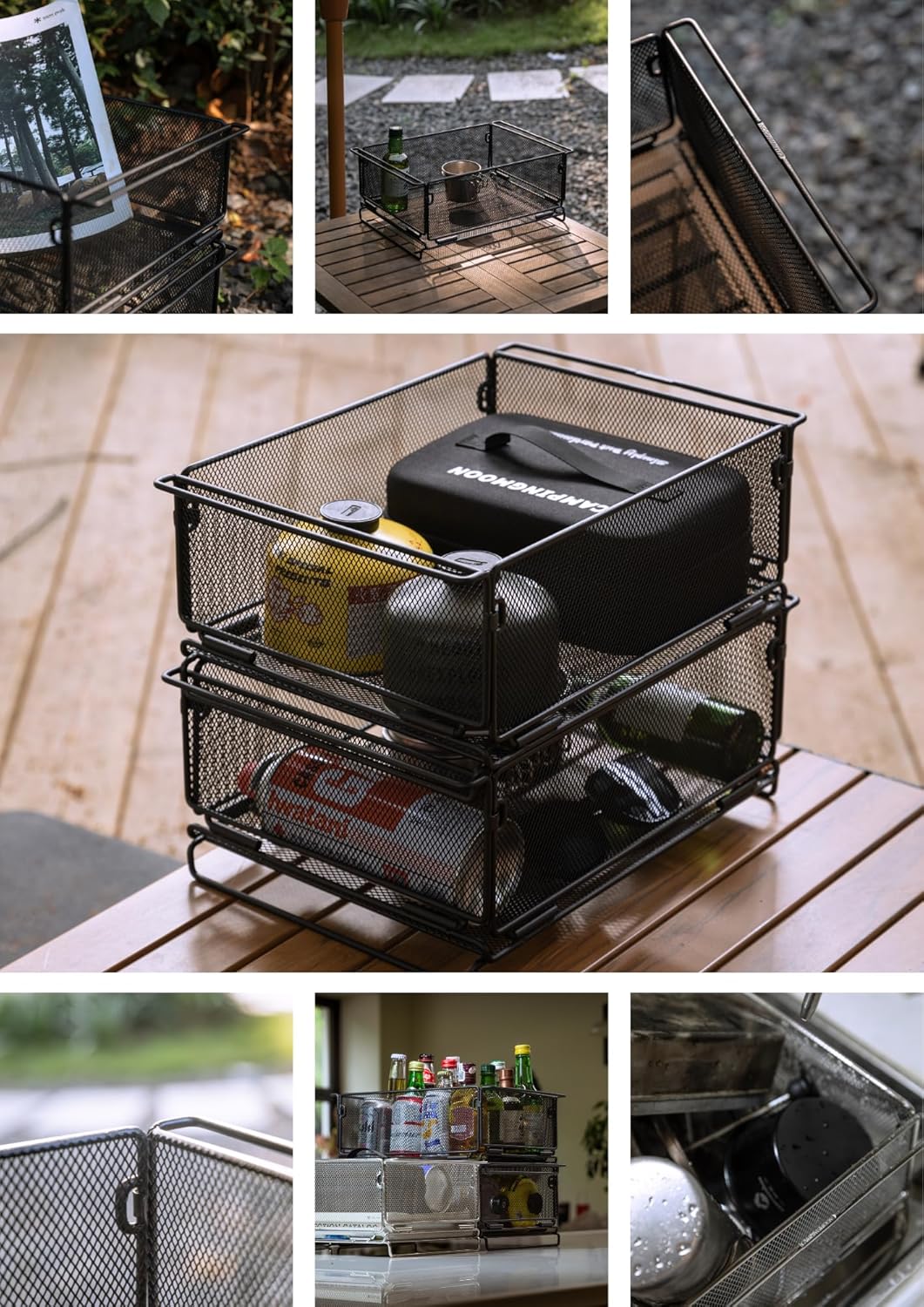 camping moon 2-pack IGT Mesh Box Bridge Table Tray Storage Case CK-24BK-2P