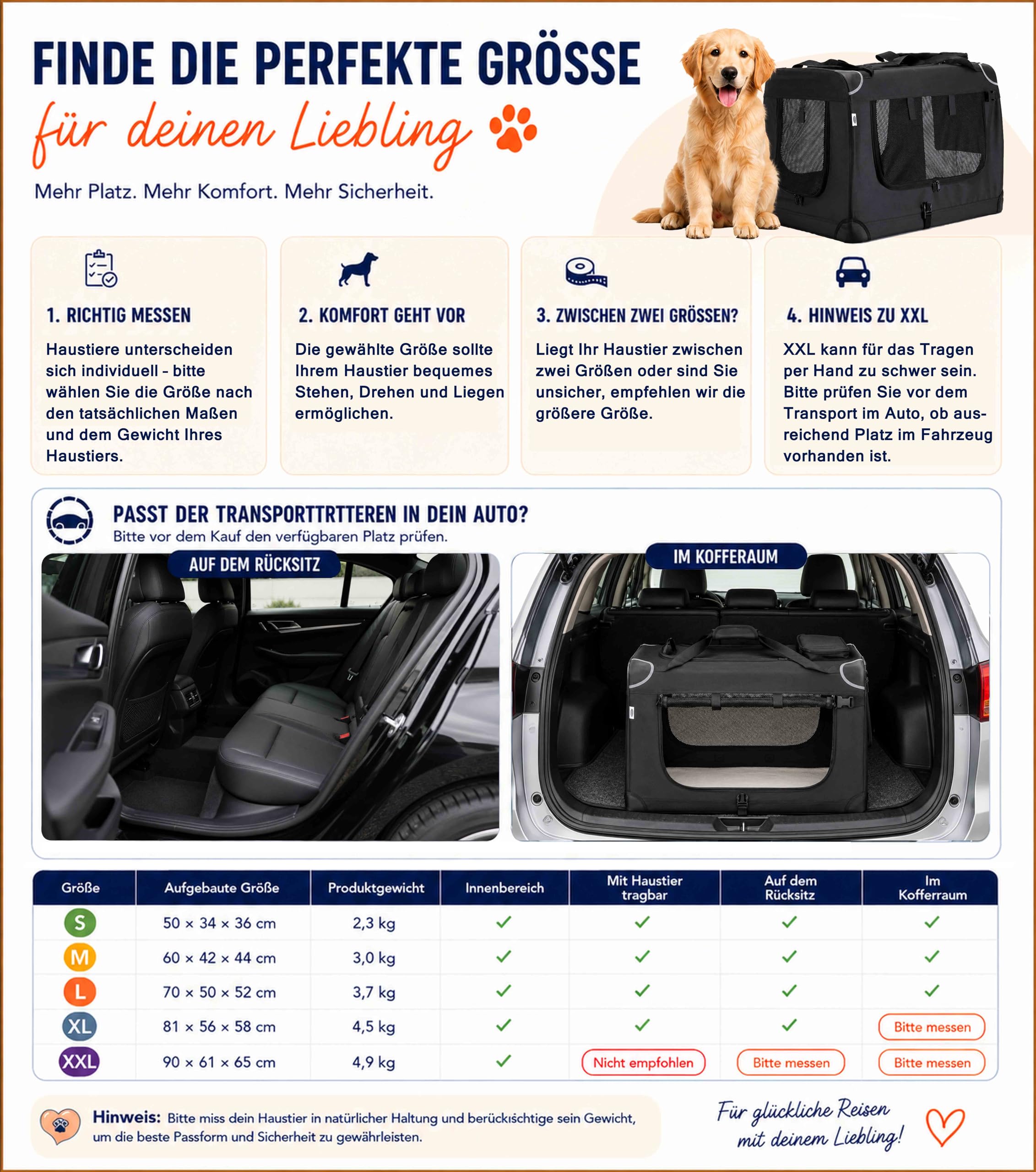 Zedelmaier Hundebox Faltbar Hundetransportbox, M 60x44x42cm, robust Transportbox für Hund & Katze Groß Hundetasche Auto Haustiertransportbox für Unterwegs & Zuhause Schwarz