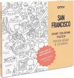 Omy Giant Coloring Poster – San Francisco - Map of San Francisco | Discover The Golden Gate City | 40 x 28 Inches | Creative Play and Fun for Kids, Teens, Adults, and The Whole Family