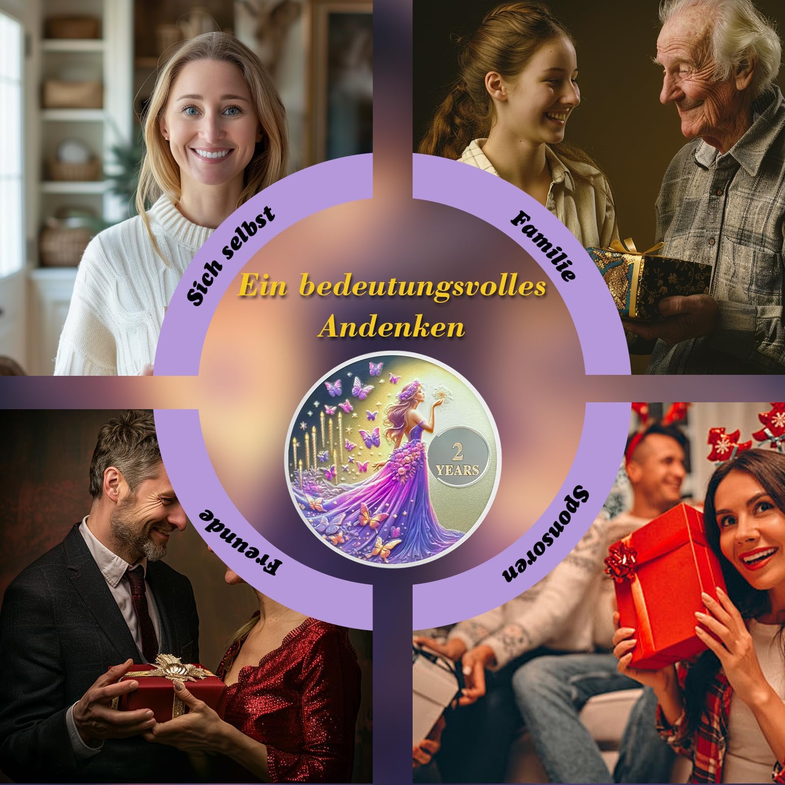 Original Butterfly Fairy 2 Year Chip Sobriedad Mujeres Dos Años Sobriedad Moneda AA Chip Y Medallón AA NA WAA Moneda Restauración Chip Sobriedad Signo Sobriedad
