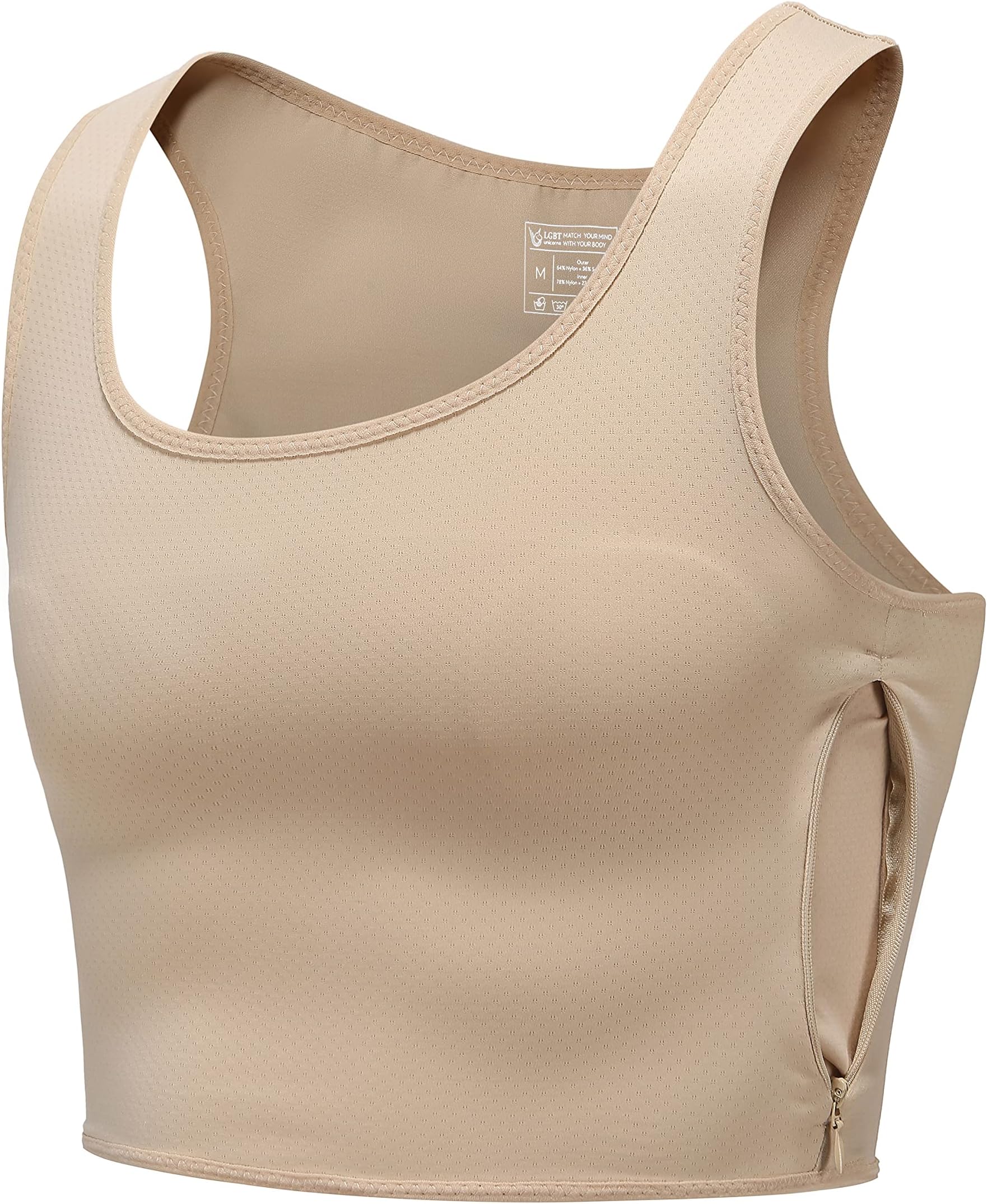 LGBT UNICORNSChest Binder Trans FTM, Adjustable Bindfree Sizing Design, Skin-Friendly & Breathable, Nipple Covers Built-in