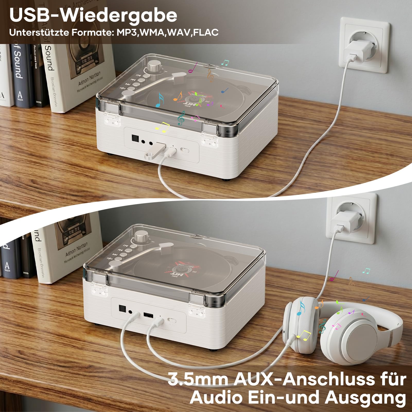 Przenośny odtwarzacz CD Bluetooth z pilotem zdalnego sterowania – Timzeit Desktop Retro CD odtwarzacz CD z podwójnym głośnikiem Hi-Fi dla dzieci, radio FM, powtórzenie A-B, obsługa gniazda